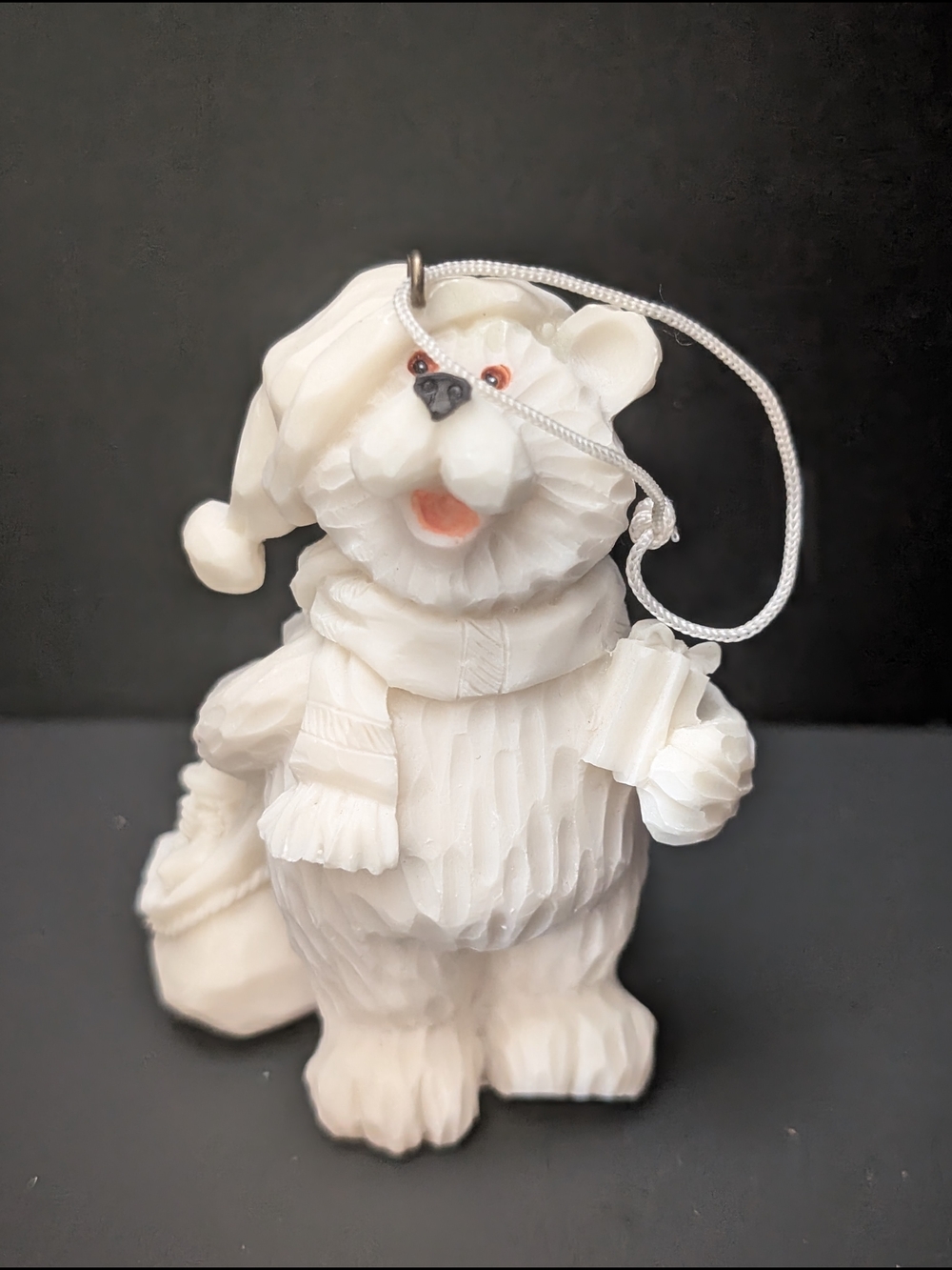 White Christmas Santa bear ornament 8-2026OT